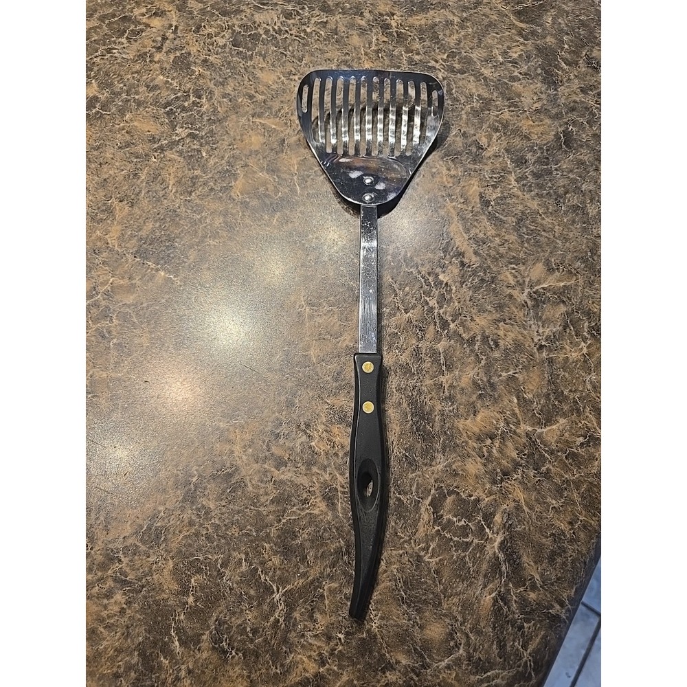 Vintage Stanley Stainless SLOTTED STRAINER Whisk Kitchen Tool 14.25"‎